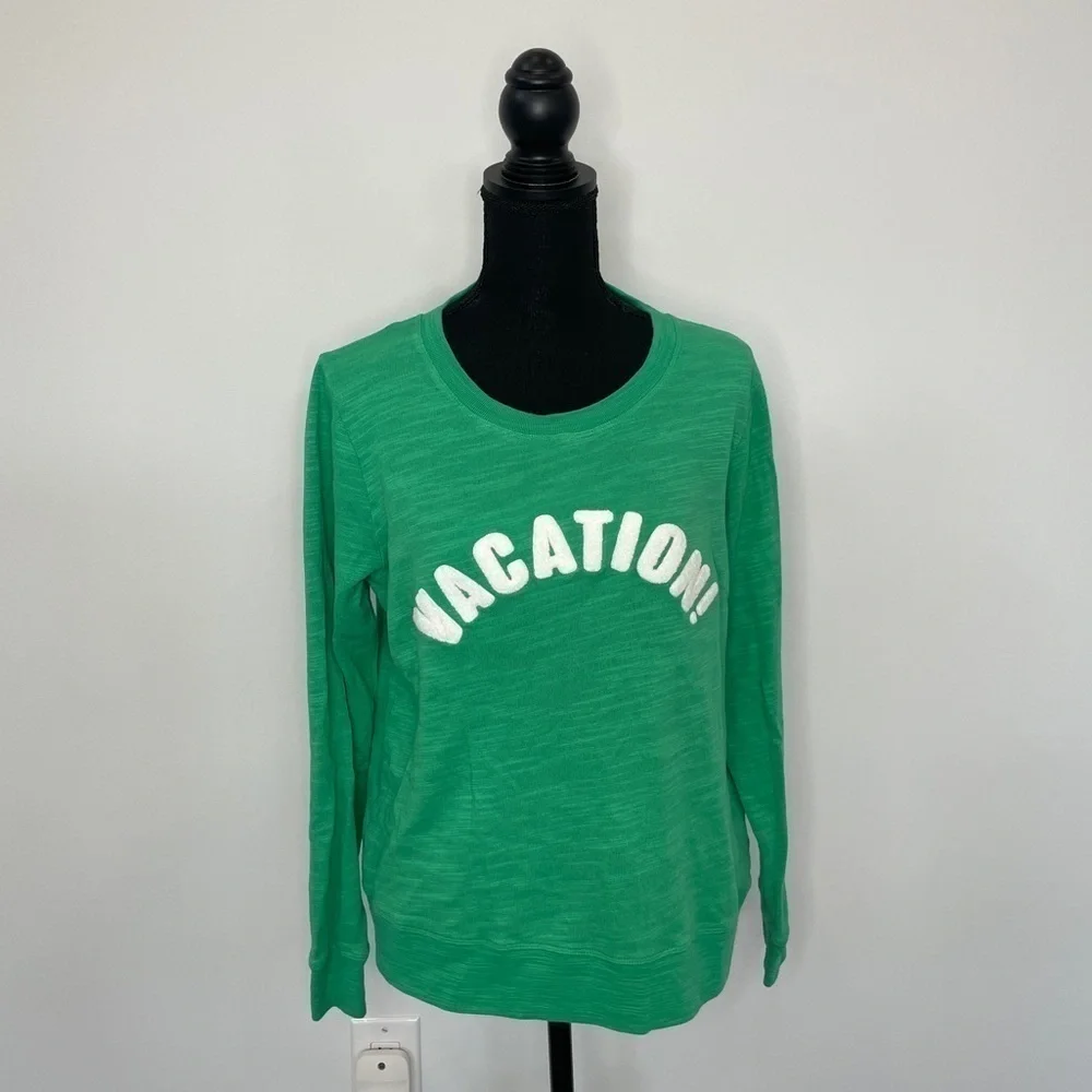 J. Crew Green “Vacation” Graphic Sweater